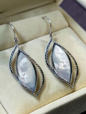 Sterling Israel Paz Creations Mother Of Pearl Earrings